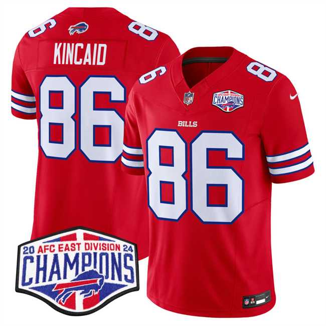 Men%27s Buffalo Bills #86 Dalton Kincaid Red F.U.S.E. 2024 AFC East Division Champions Vapor Limited Stitched Jersey